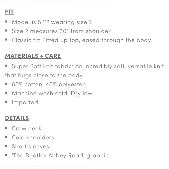 Torrid Beatles Classic Cold Shoulder Tee 6/6X/30 - Picture 6 of 9